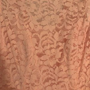 NWT David’s Bridal Petal Pink Long Lace Mesh Cap Sleeve